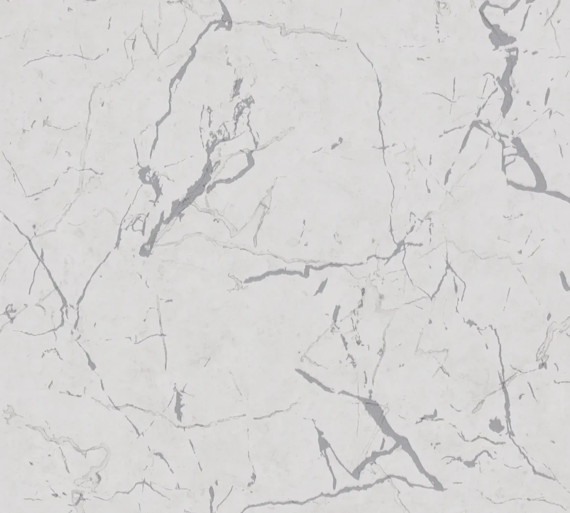 Wallpaper Light Platinum in off-white marble effect with grey veins