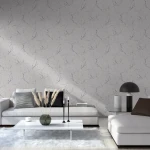 Wallpaper Light Platinum in off-white marble effect with grey veins