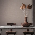 Wallpaper Soft Rope, plain greyish beige with fine woven texture