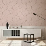 Wallpaper Frosted Tan Leather in beige marble with brown veining