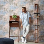 Wallpaper Soft Red Clay, aged plaster with faded geometric motifs