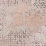 Wallpaper Soft Rust, terracotta plaster effect with geometric corner motifs