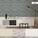 Wallpaper Misty Granite, anthracite cubic pattern with gold veining