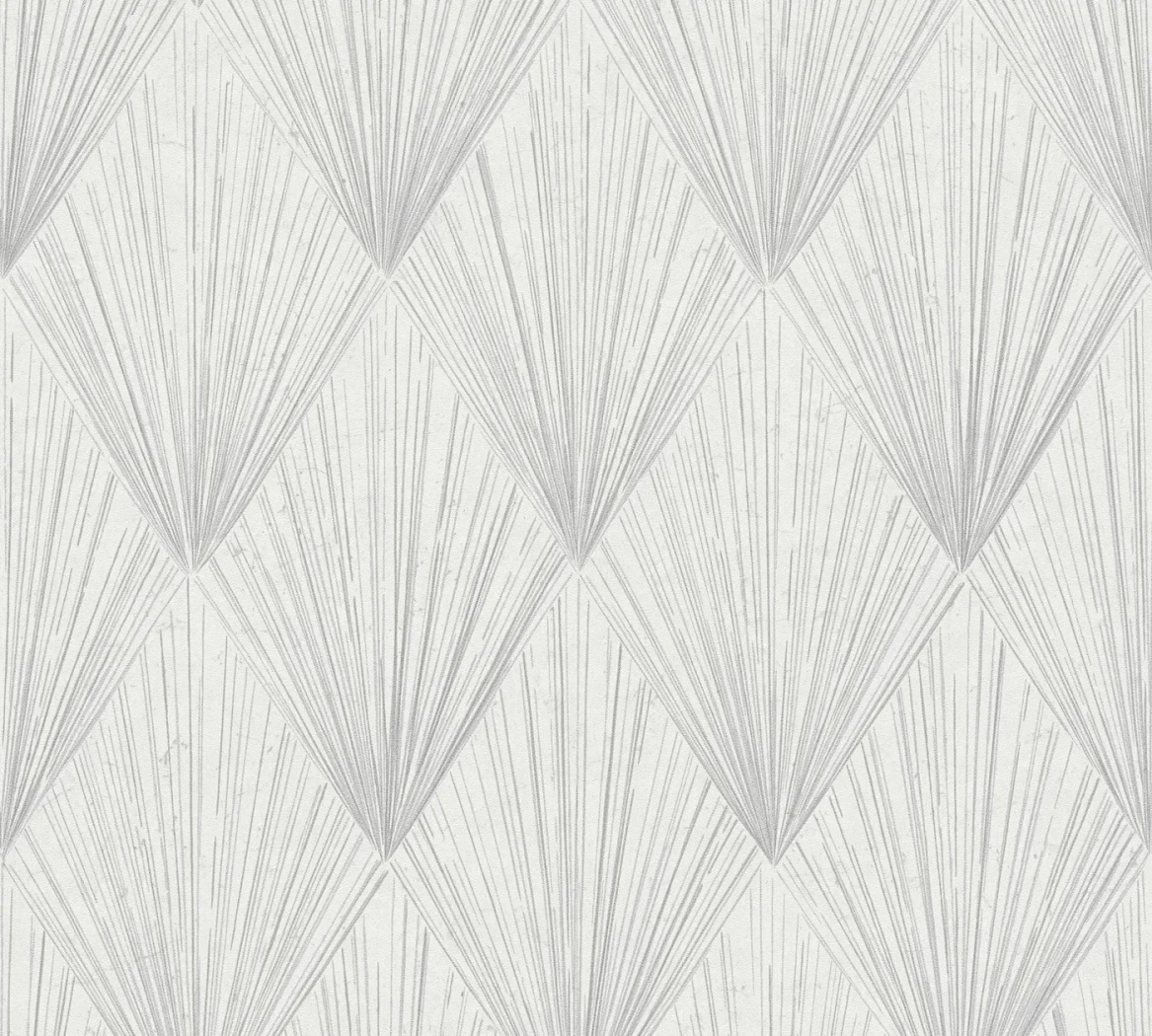 Wallpaper Frosted Lava with grey Art Deco fan pattern