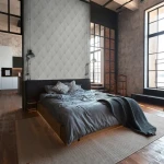 Wallpaper Frosted Lava with grey Art Deco fan pattern