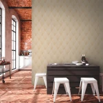 Wallpaper Pale Wheat, gold fan pattern on cream