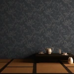 Wallpaper Ashen Grisaille, gold chinoiserie bird and branches