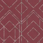 Wallpaper Carmine, silver diamond trellis on burgundy red