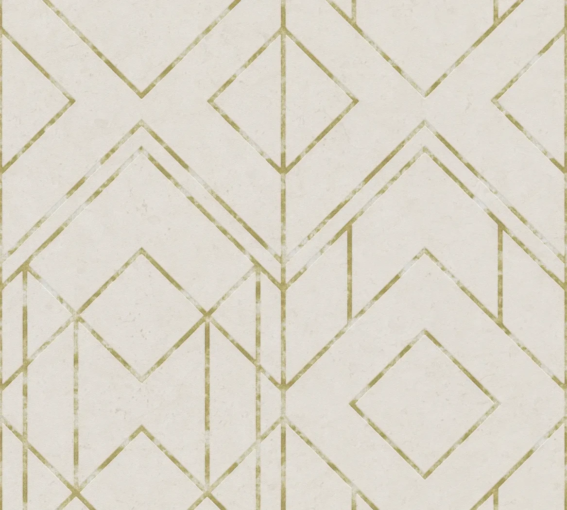 Wallpaper Light Schist, gold diamond pattern on ivory