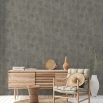 Wallpaper Misty Schist, dark grey and bronze wood-ring pattern