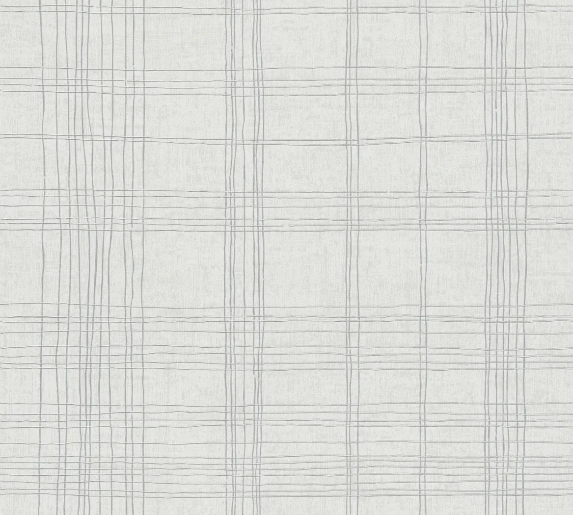 Wallpaper Frosted Soot, fine grey check on a pale ground