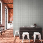 Wallpaper Frosted Soot, fine grey check on a pale ground