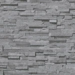 Wallpaper Misty Graphite, stacked slate-grey stone effect