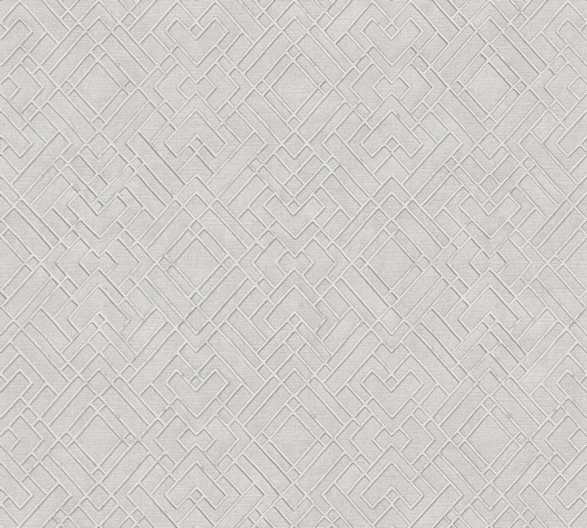 Wallpaper Frosted Rain, light grey interlaced diamond pattern