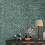 Wallpaper Ash Lagoon, gold diamond trellis on cloudy teal