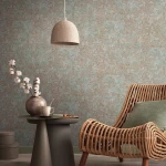 Wallpaper Soft Spice, ochre and verdigris patinated concrete effect