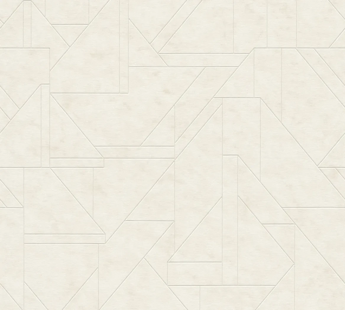 Wallpaper Pale Flour, fine-lined triangles on off-white ground