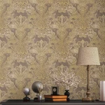 Wallpaper Soft Silt, beige paisley with gold and olive tones