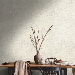Wallpaper Frosted Grey Millstone, taupe fern leaves on ivory