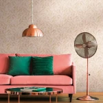 Wallpaper Veiled Hessian, gold and beige fern fronds on ivory
