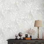 Wallpaper Light Zinc, silver-grey engraved bouquets on white