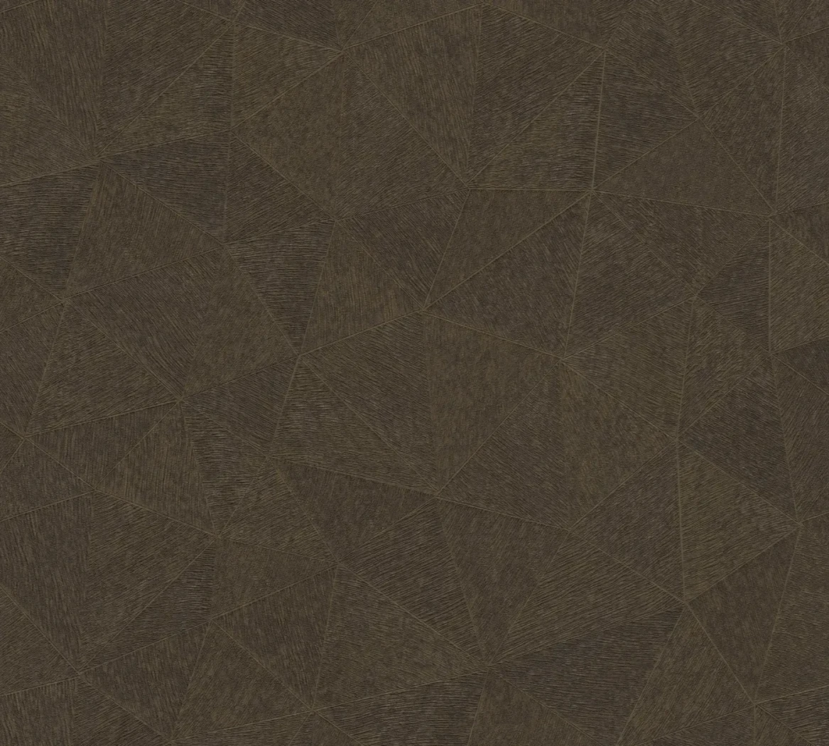Wallpaper Deep Sienna, bronze-brown striated geometric facets