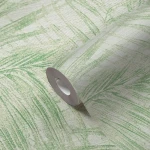 Wallpaper Pale Voile, soft green palm leaves on off-white