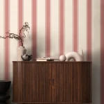 Wallpaper Soft Redcurrant, wide dusky pink and cream stripes
