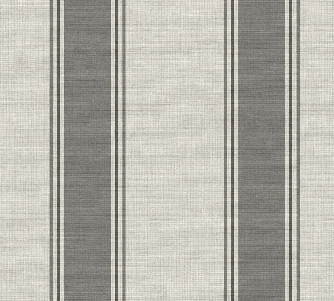 Wallpaper Misty Basalt, anthracite and light grey vertical stripes