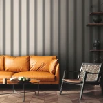 Wallpaper Misty Basalt, anthracite and light grey vertical stripes