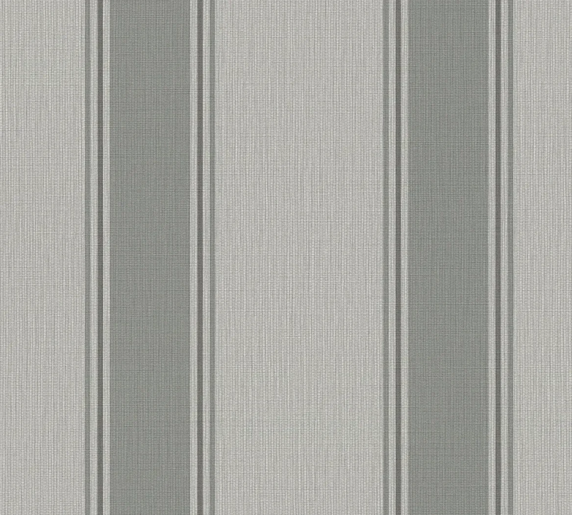 Wallpaper Veiled Bark, pearl and mid-grey satin stripes