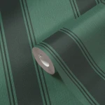 Wallpaper Deep Flint, charcoal stripes on pale aqua-green