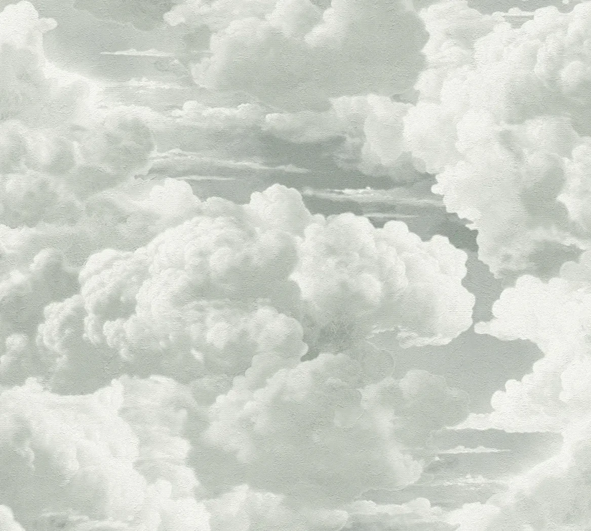 Wallpaper Veiled Smoke, grey and white watercolour clouds