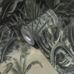 Wallpaper Soft Pineapple, green-grey jungle panorama with hazy sky