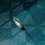 Wallpaper Deep Estuary, dark teal hexagon fibre marquetry