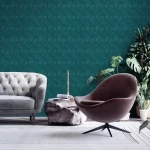 Wallpaper Deep Estuary, dark teal hexagon fibre marquetry