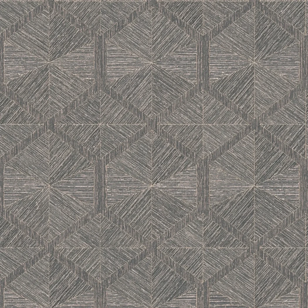 Wallpaper Misty Cloud, charcoal diamonds edged with copper lines