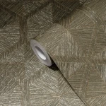 Wallpaper Misty Pollen, khaki diamond grid with gold lines