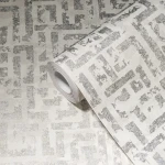 Wallpaper Soft Anthracite, brushed grey chevron blocks on light ground