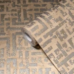 Wallpaper Soft Plait, silver chevrons on a matt caramel ground