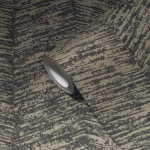 Wallpaper Dark Smoke, dark brushed wood planks with gold highlights