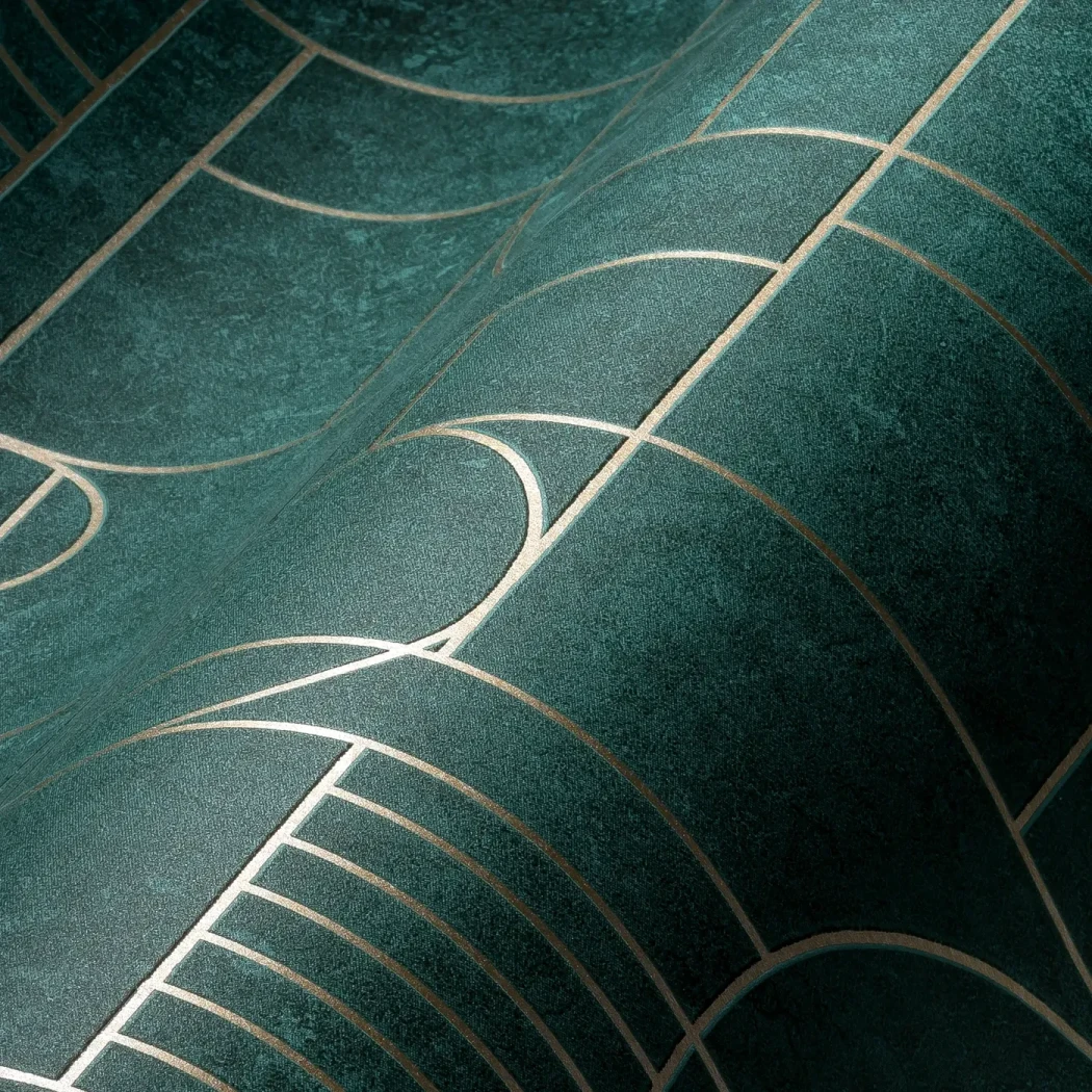 Wallpaper Ashen Midnight Blue, gold arcs on a dark ground