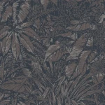 Wallpaper Deep Basalt, brown and bronze foliage on dark charcoal