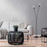 Wallpaper Soft Flint, pearl grey with vertical crumpled veining