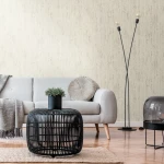 Wallpaper Frosted Sulphur, ivory and beige woven linen stripes