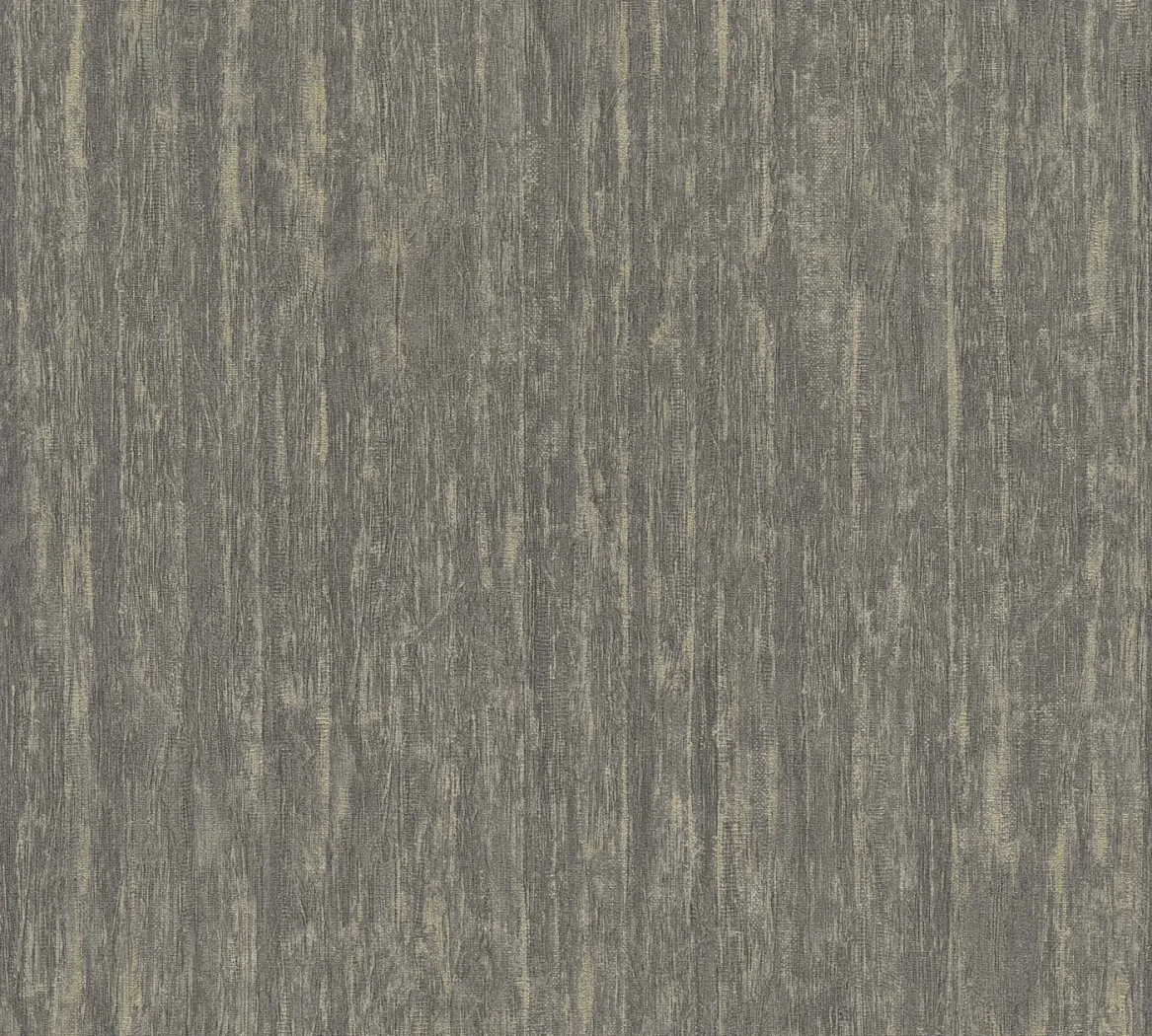 Wallpaper Misty Silica, dark grey linen weave with gold striations