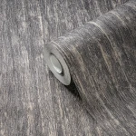 Wallpaper Misty Silica, dark grey linen weave with gold striations