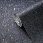 Wallpaper Ashen Lava, slate grey vertical weave with copper flecks