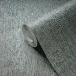 Wallpaper Soft Graphite, sage grey-green linen-effect vertical texture