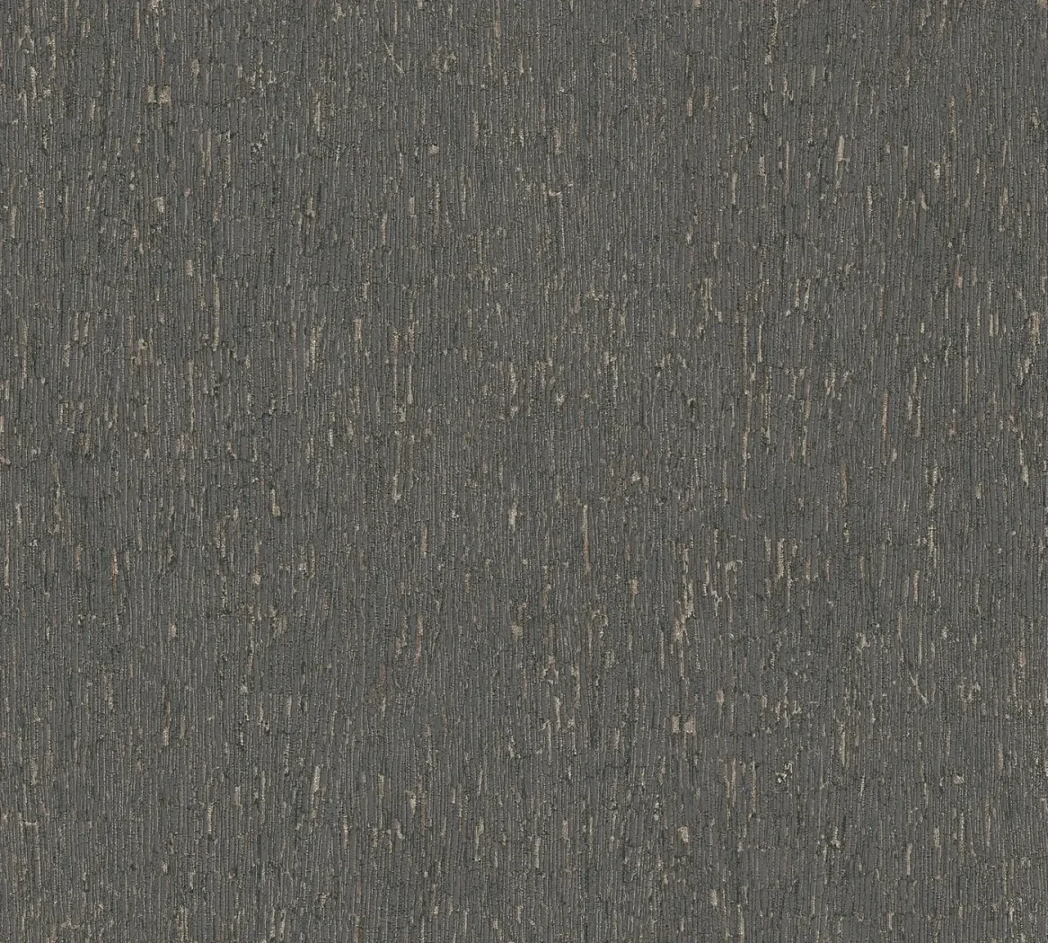 Wallpaper Ash Slate, anthracite woven fibre texture with metallic glints